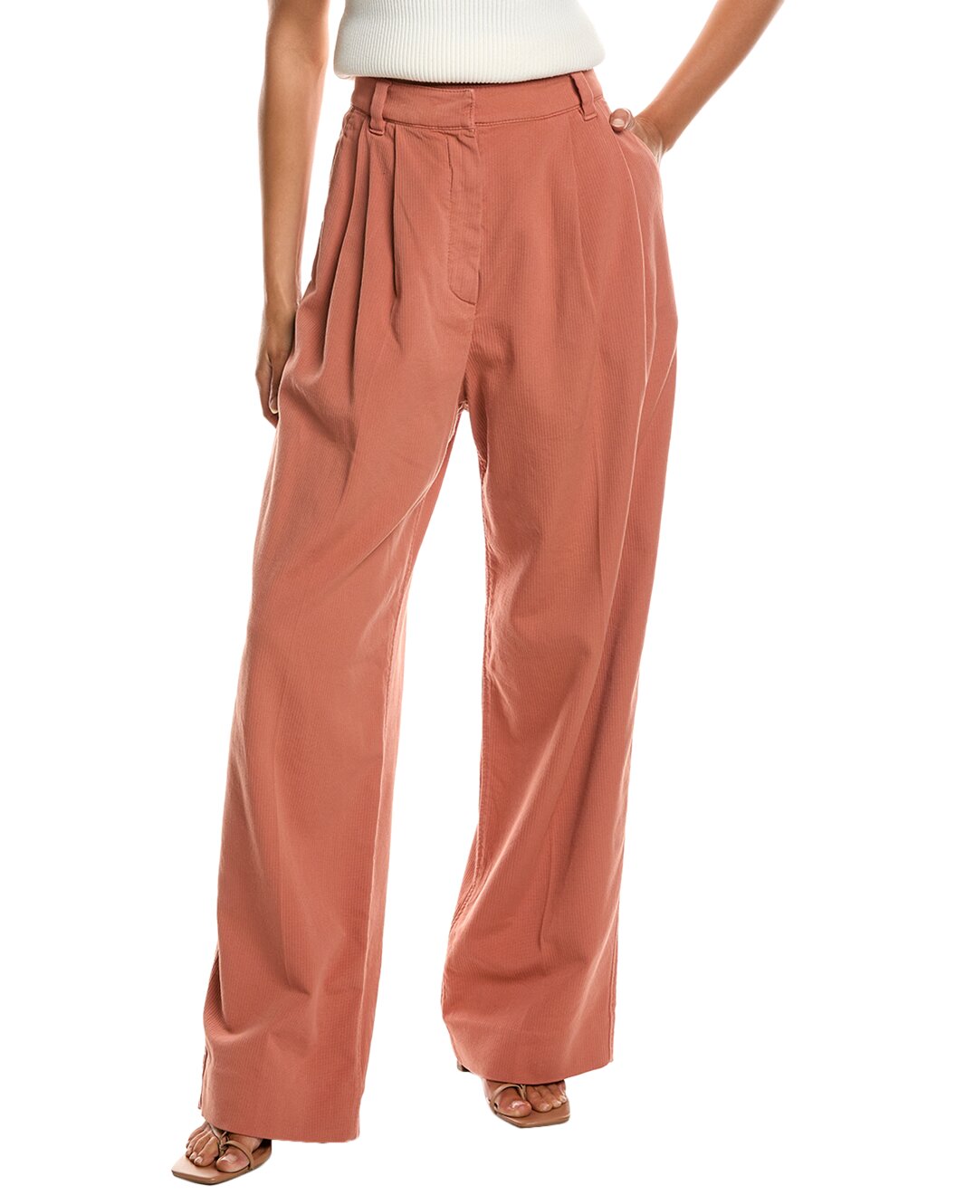 Orange Cotton Casual Pants