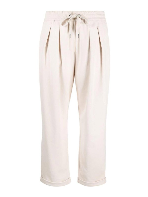 Beige Cotton Casual Pants