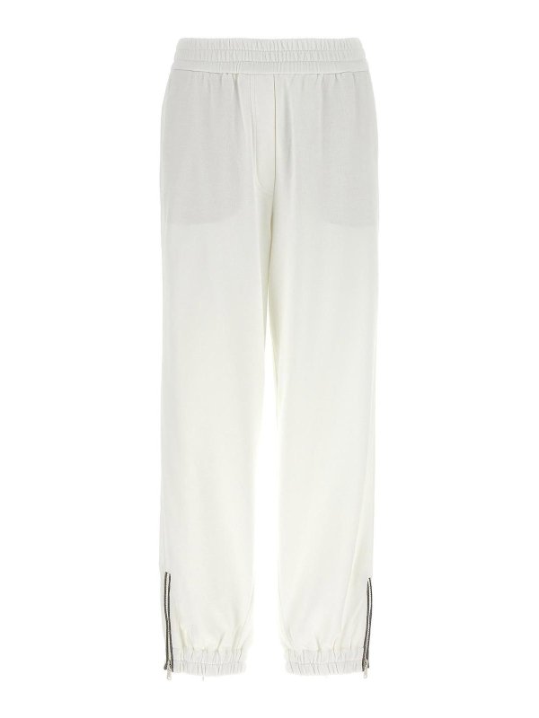 White Cotton Athletic Pants