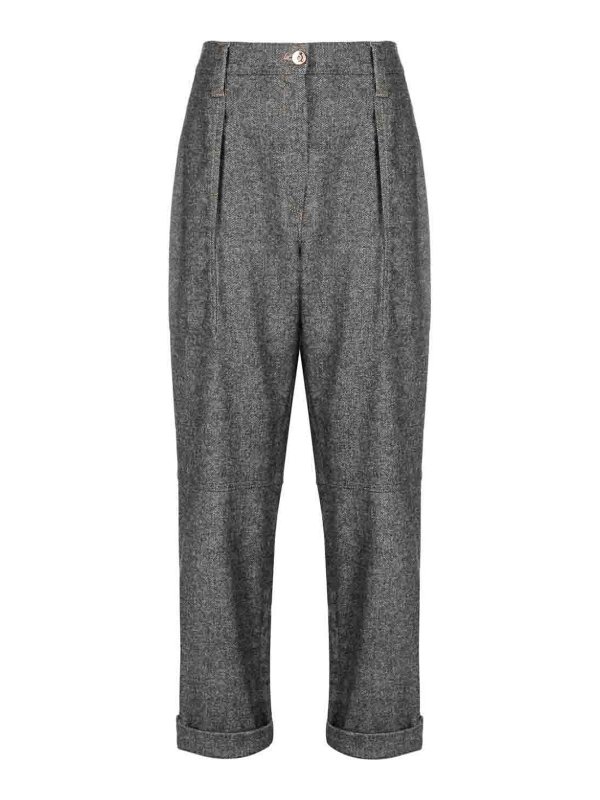 Bicolor Wool Casual Pants