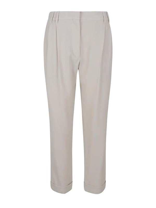 White Viscose Casual Pants