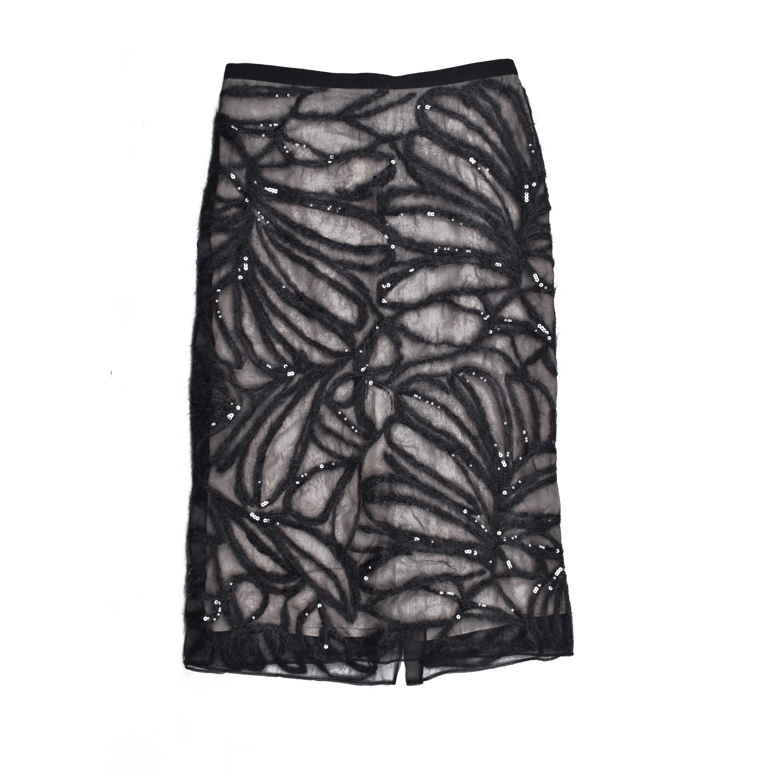 Black Silk Midi Skirt