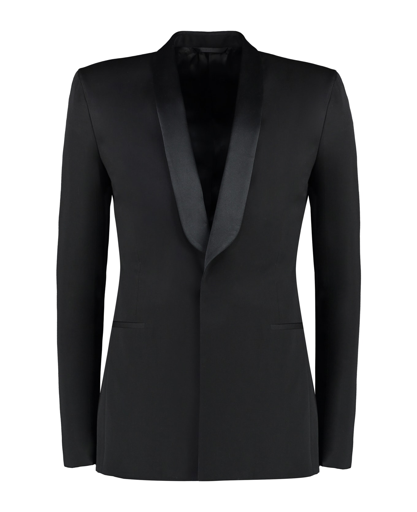 Black Fibres Jackets And Coat