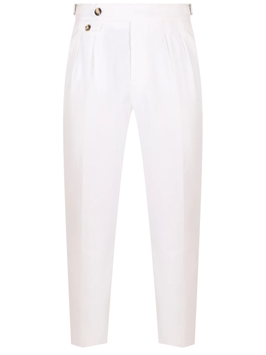 White Cotton Casual Pants