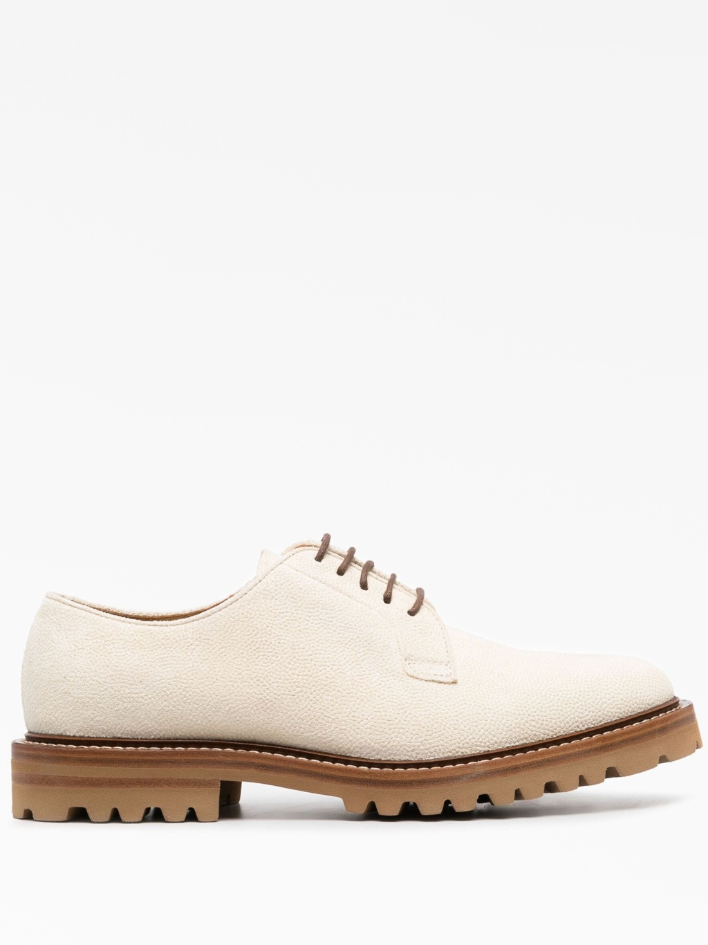 Beige Leather Oxfords And Derbies
