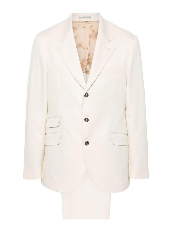 Beige Cotton Two-Piece Suit