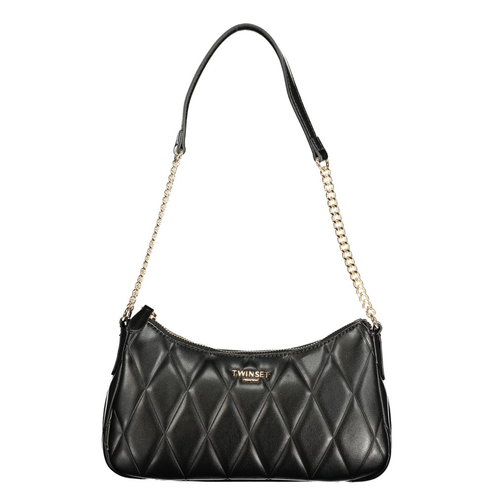 Black Polyurethane Women Shoulder Bag