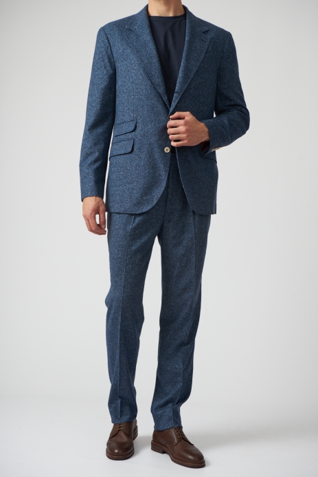Blue Silk Two-Piece Suit