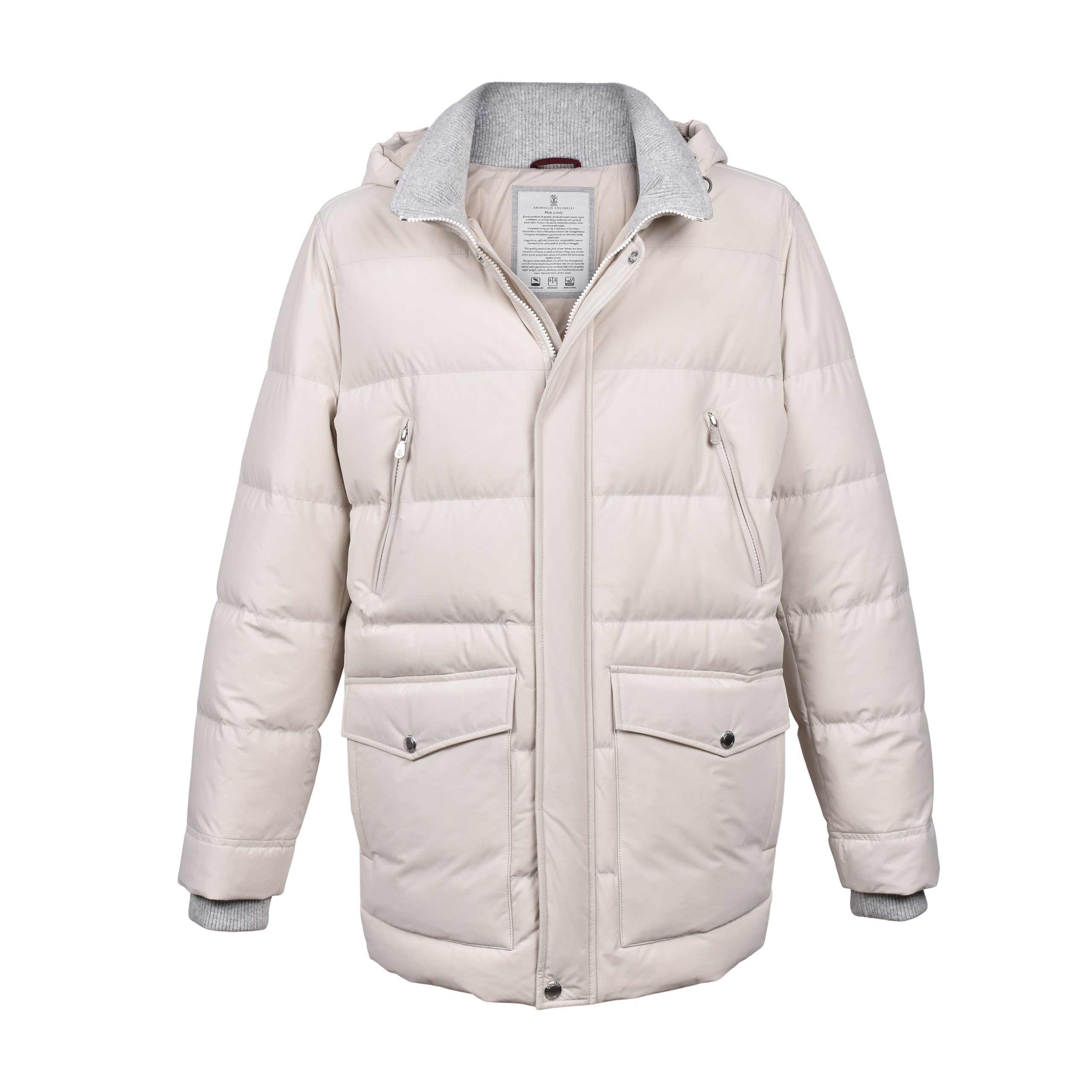 White Polyamide Full-Length Jacket
