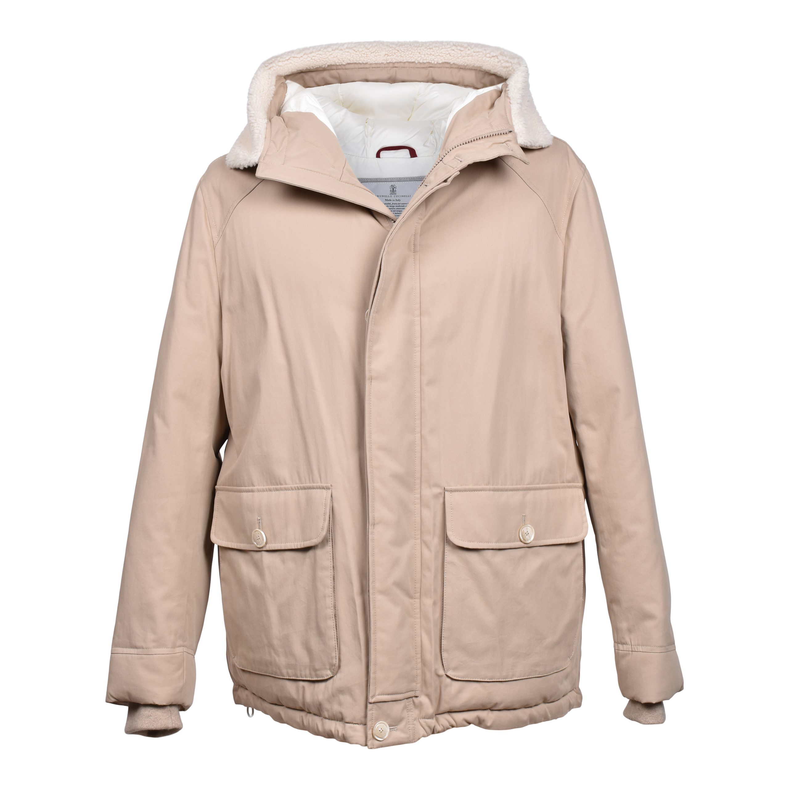 Beige Cotton Full-Length Jacket