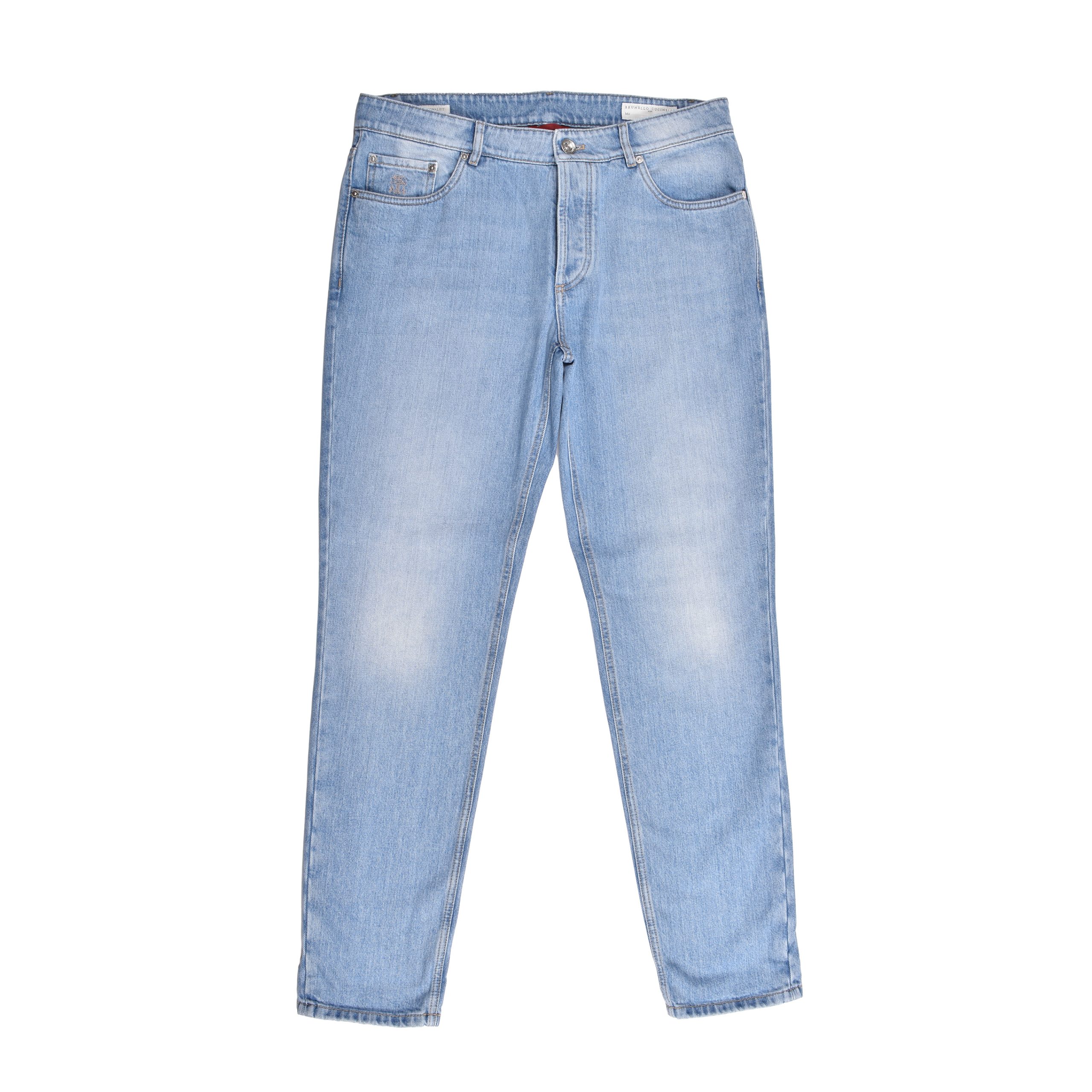 Blue Cotton Straight-Leg Jeans
