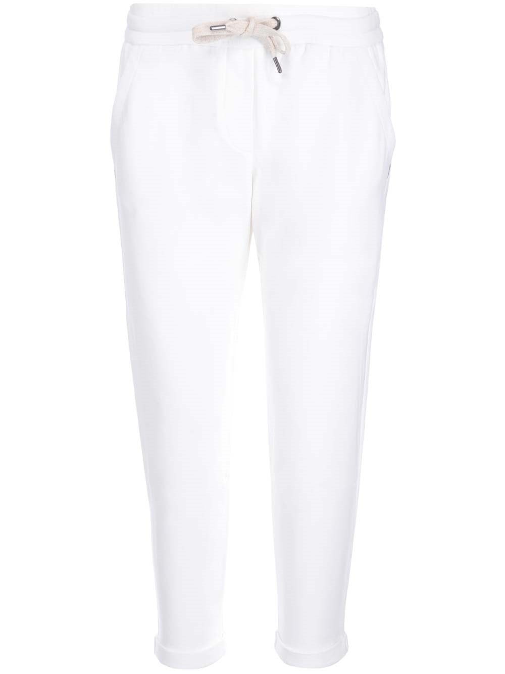 Beige Cotton Athletic Pants