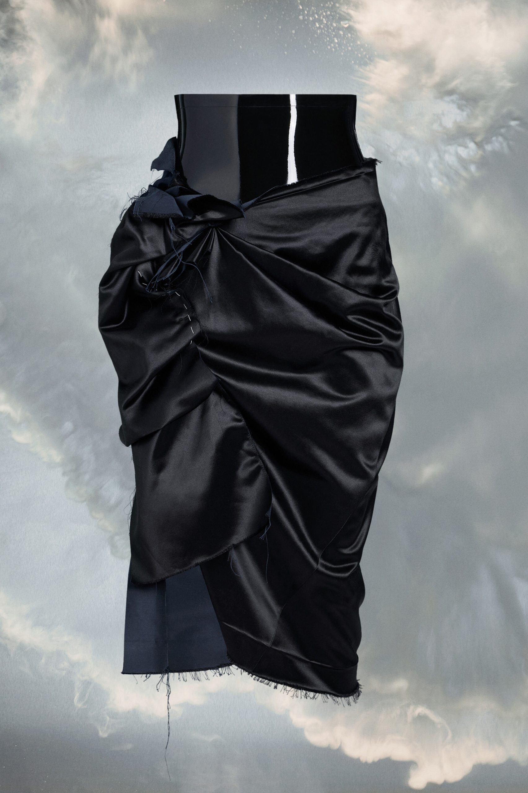 Black Fibres Midi Skirt