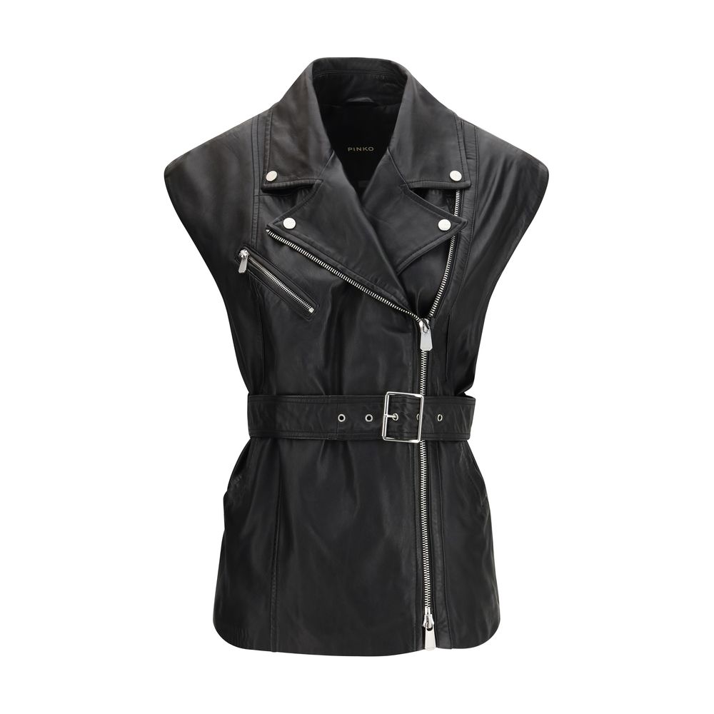 Black Goatskin Sleeveless Jacket