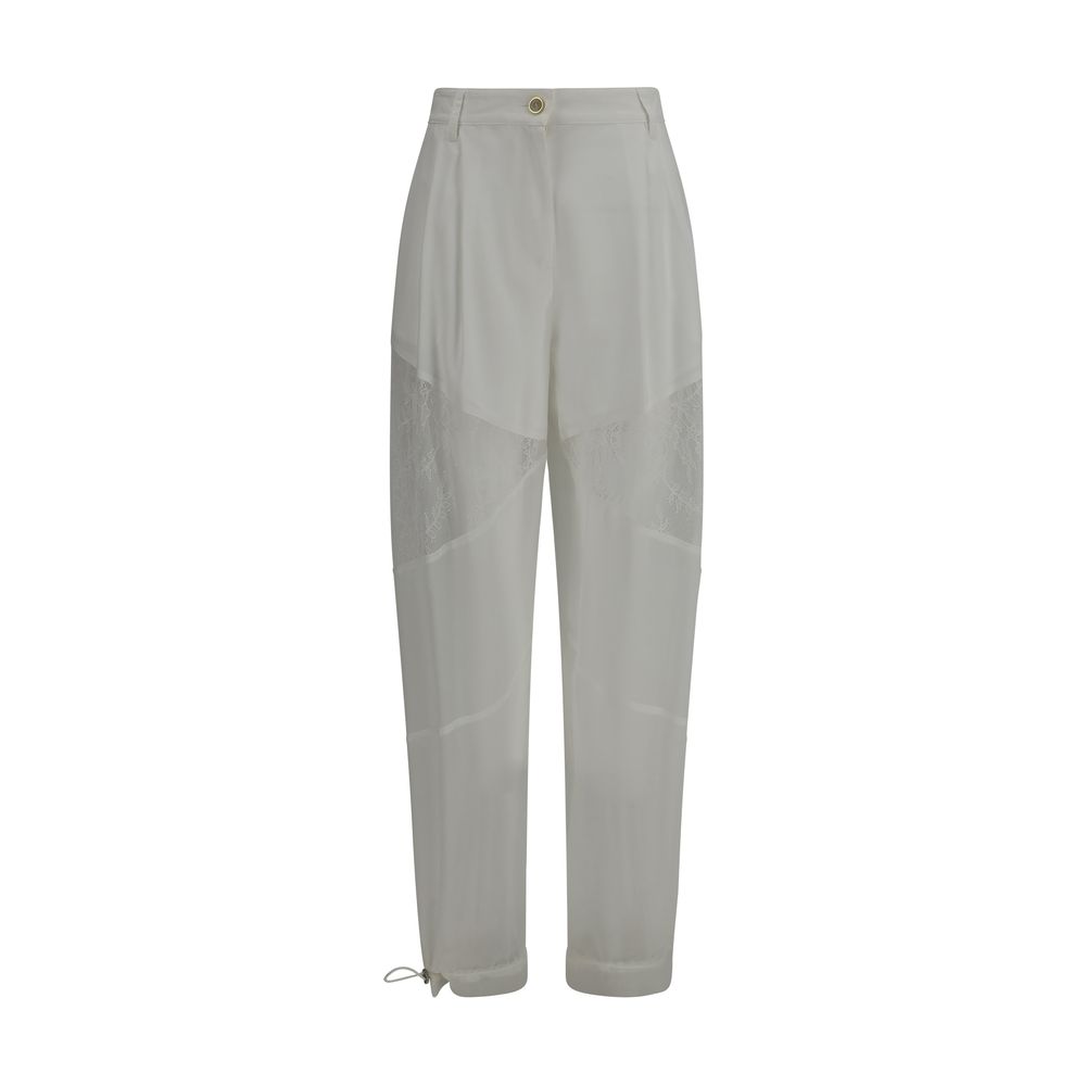 White Polyester Casual Pants