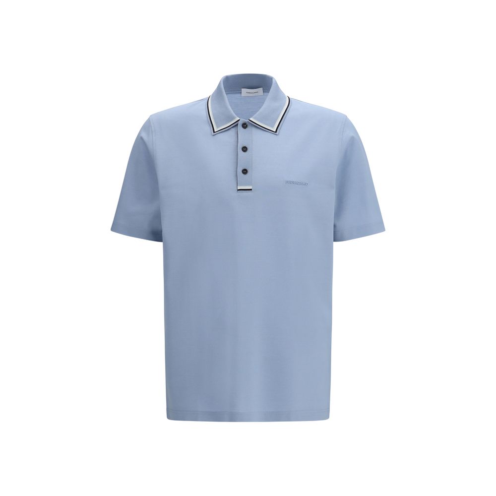 Blue Cotton Polo Shirt