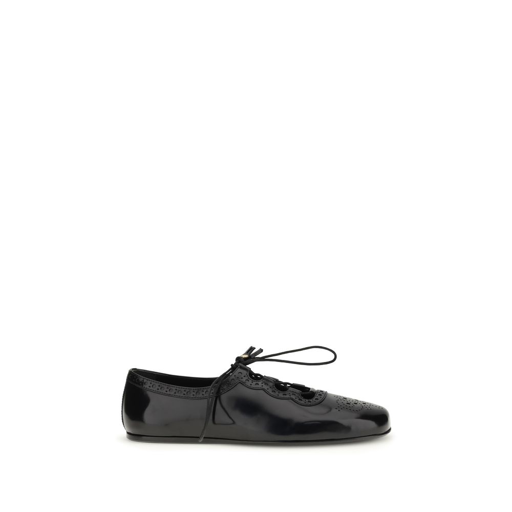 Black Calf Leather Bos Taurus Ballet Flats