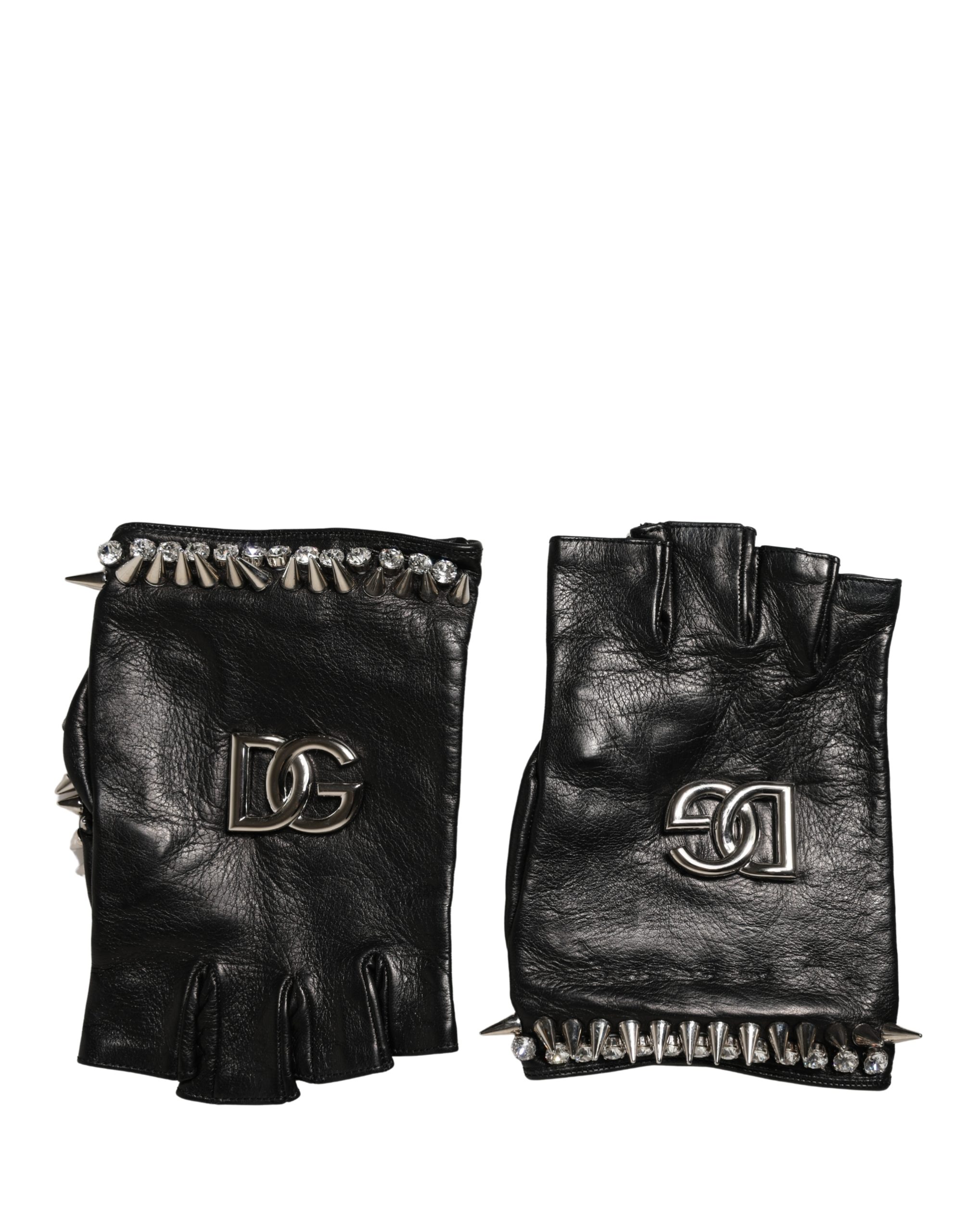 Women Black Embellished Wrist Length Mitten Gloves