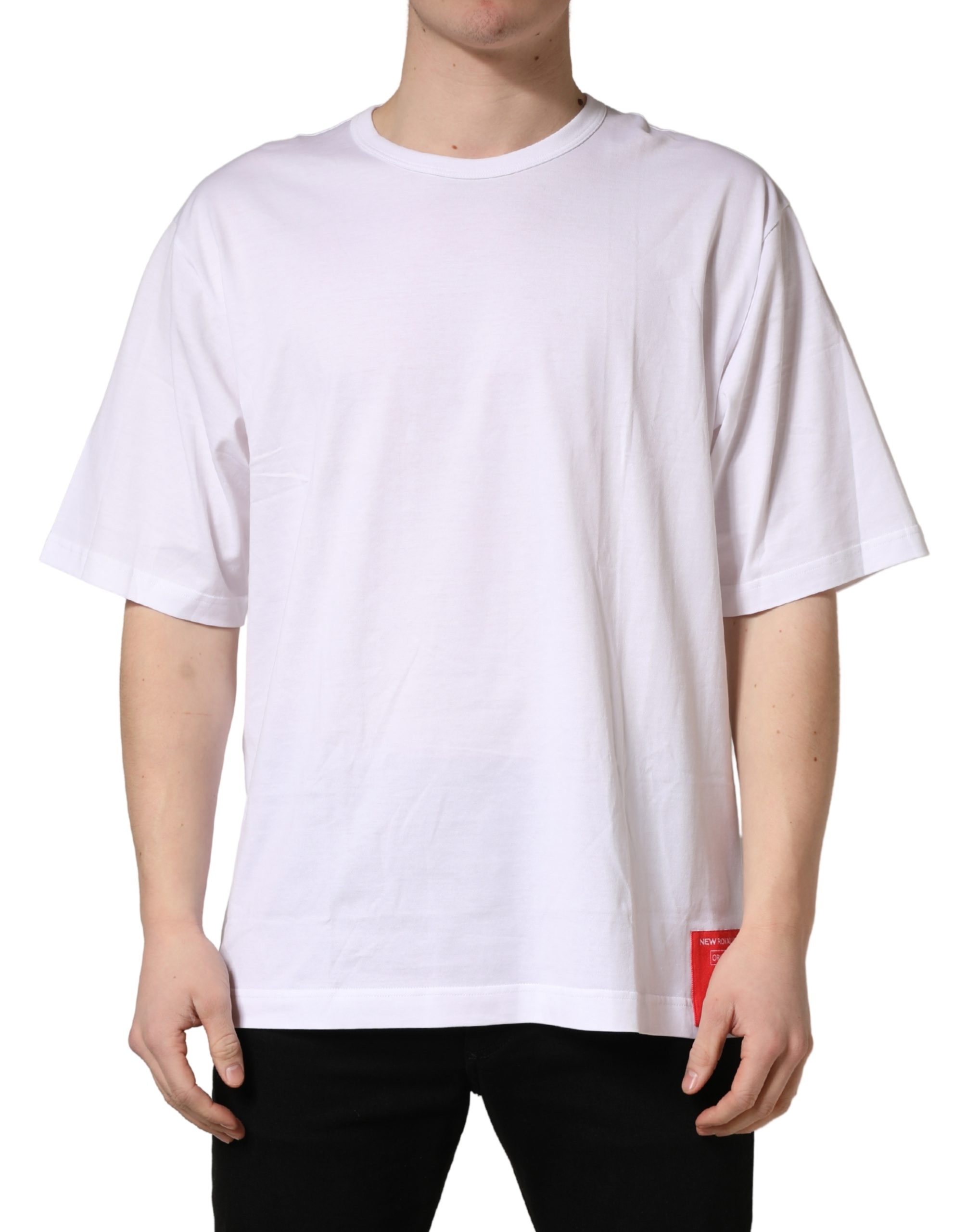White Cotton Short Sleeves Crew Neck T-shirt
