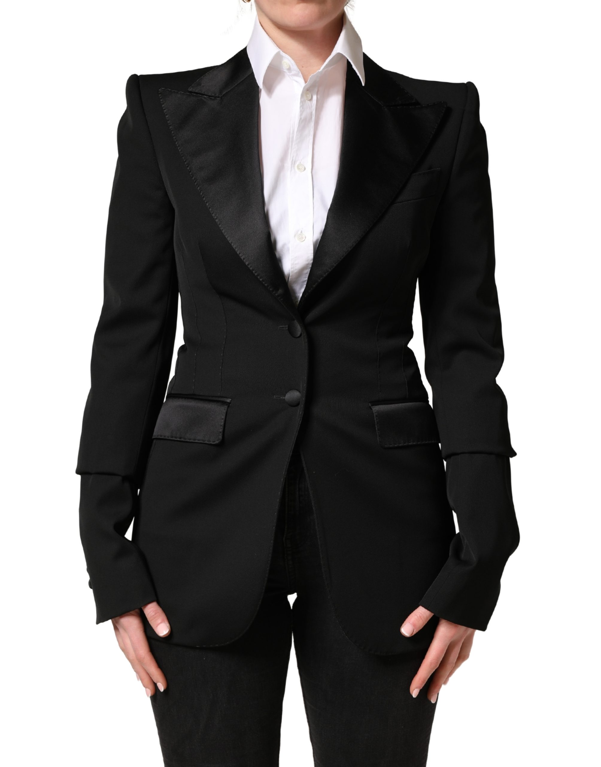 Black Wool Single Breasted Blazer Jacket