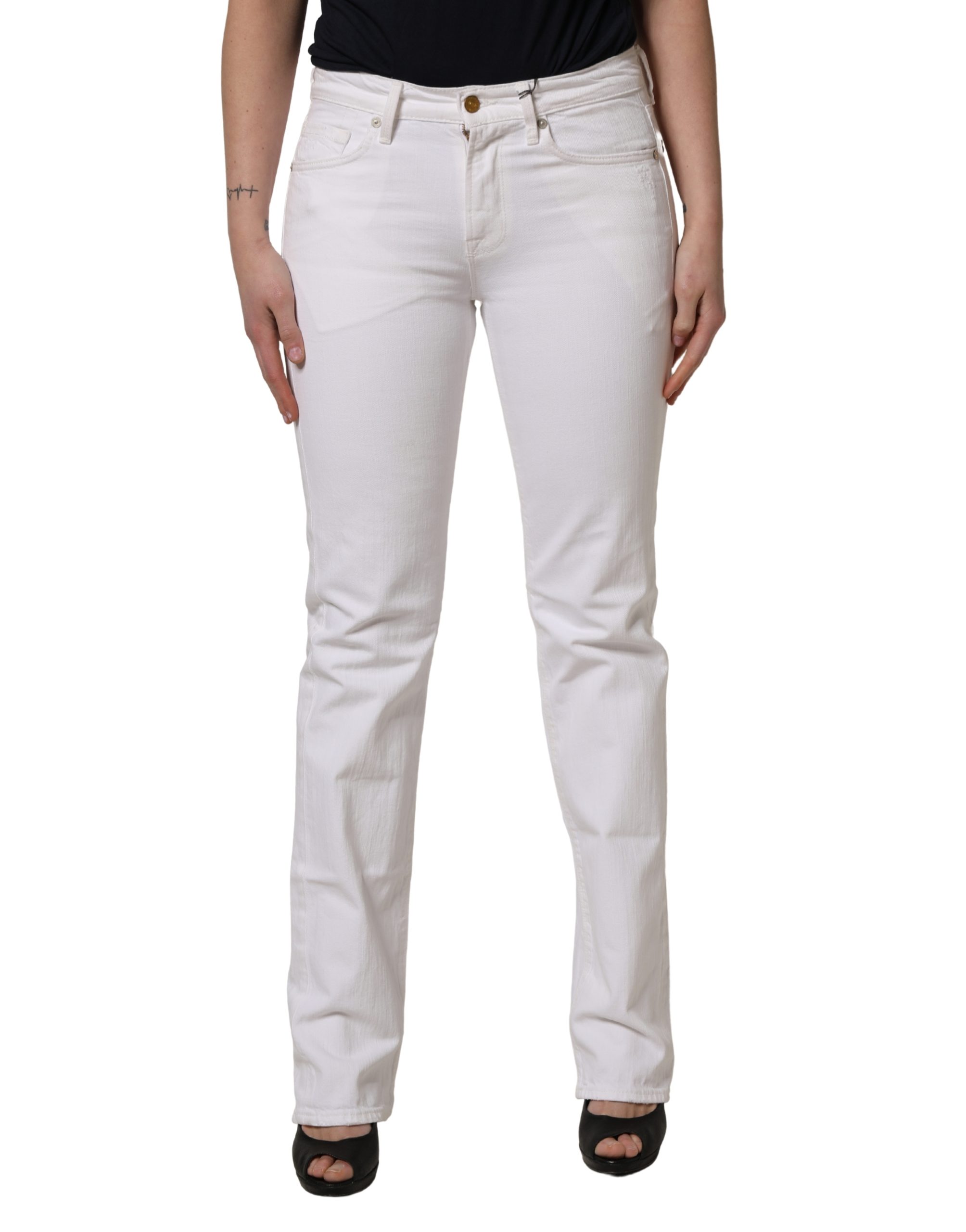 White Mid Waisted Skinny Denim Trouser Jeans
