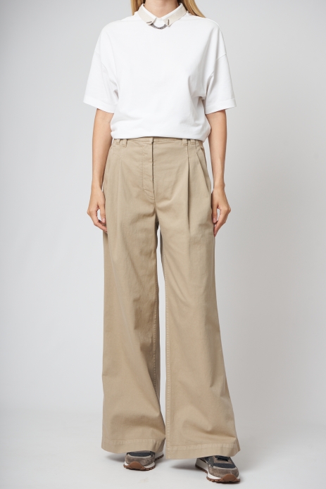 Brown Cotton Casual Pants