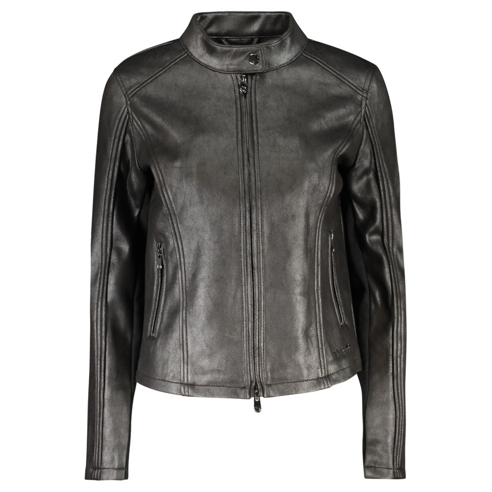 Black Polyester Women Jacket