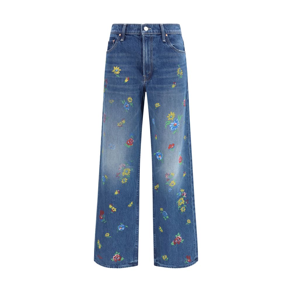 Blue Cotton High-Waisted Jean
