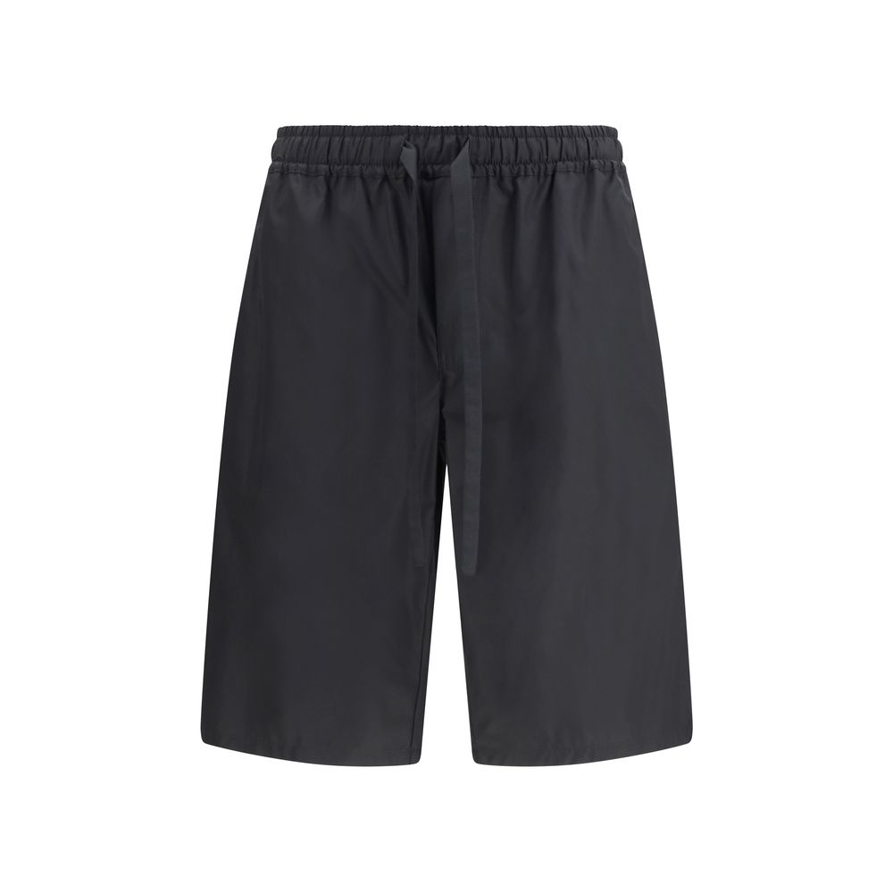 Black Cotton Bermuda Shorts