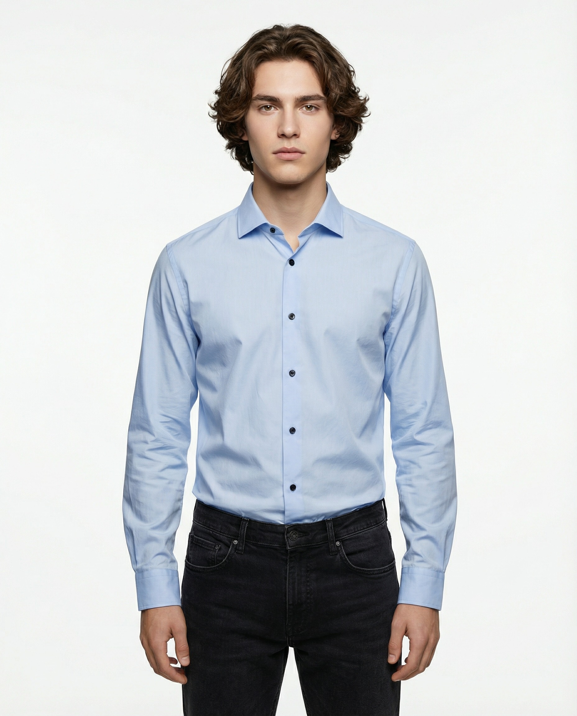 Blue Cotton Dress Shirt