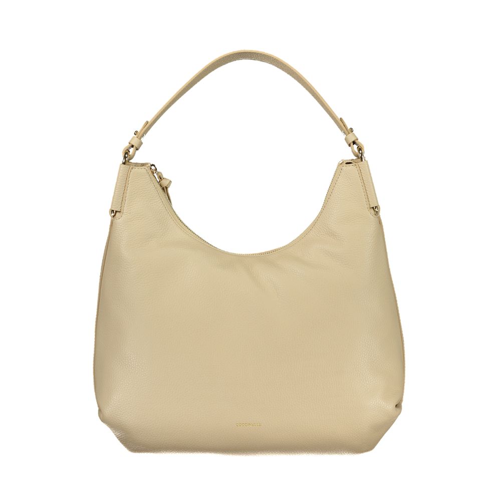 Beige Leather Women Handbag