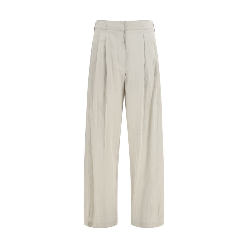 Gray Silk Casual Pants