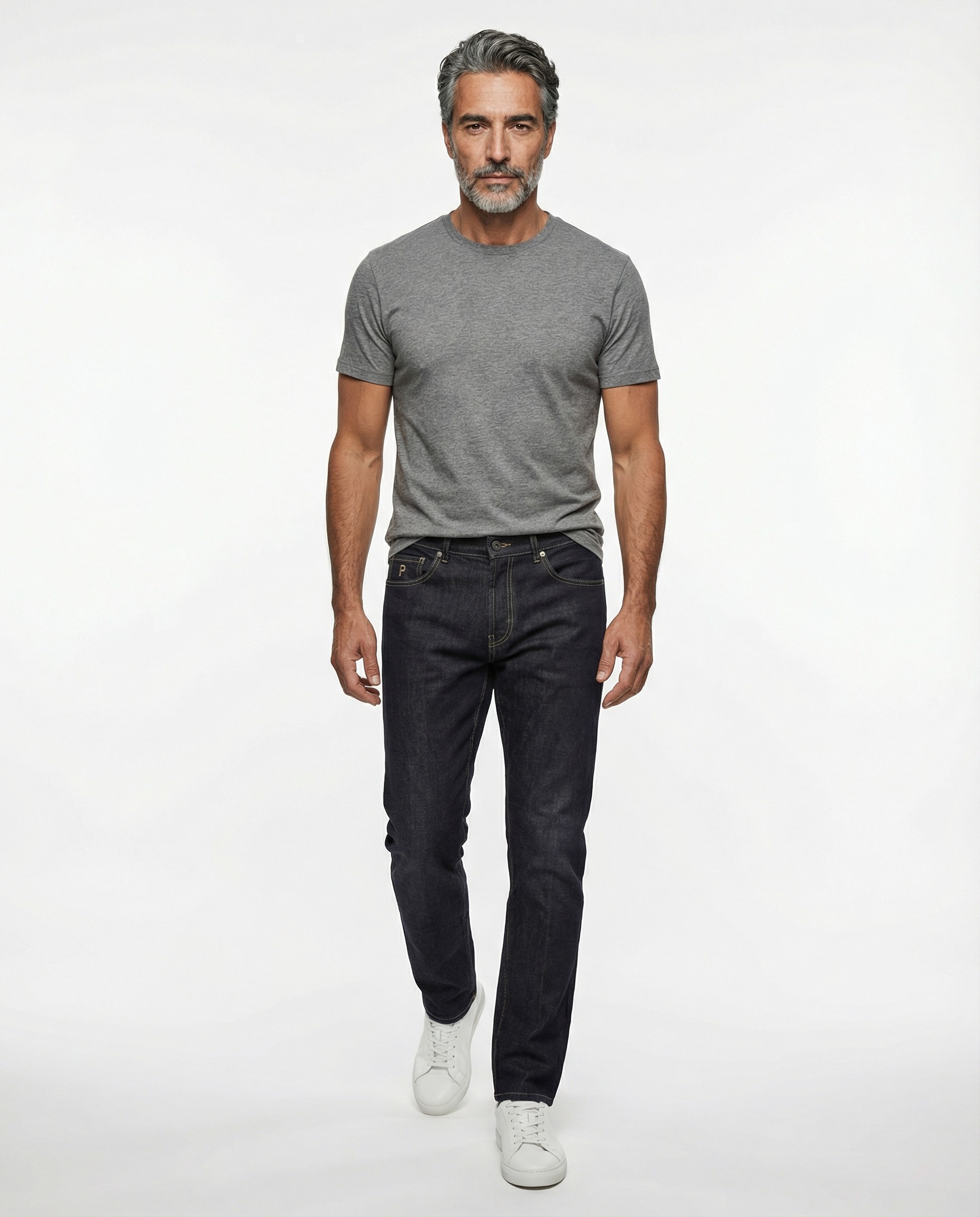 Black Cotton Straight-Leg Jeans