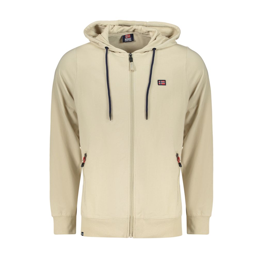 Beige Cotton Men's Hooded Sweatshirt