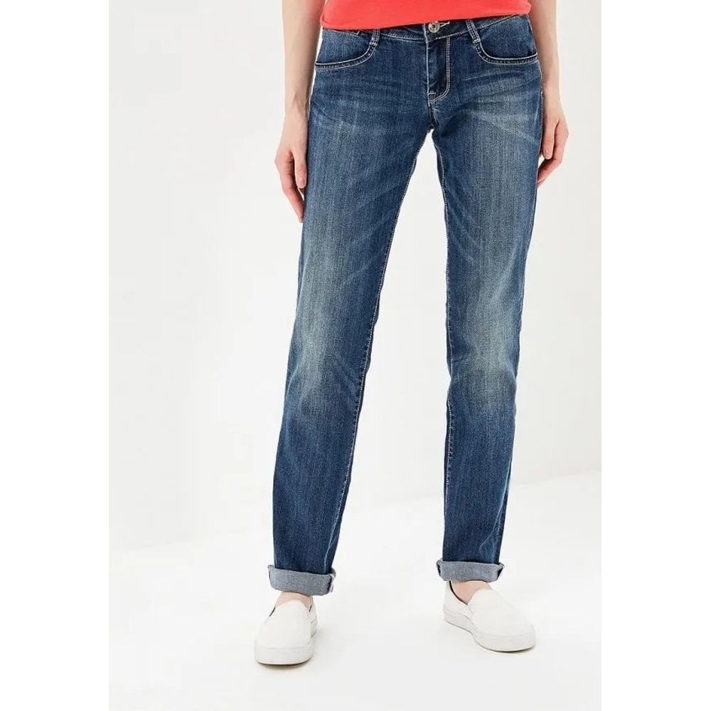 Blue Cotton Straight-Leg Jeans
