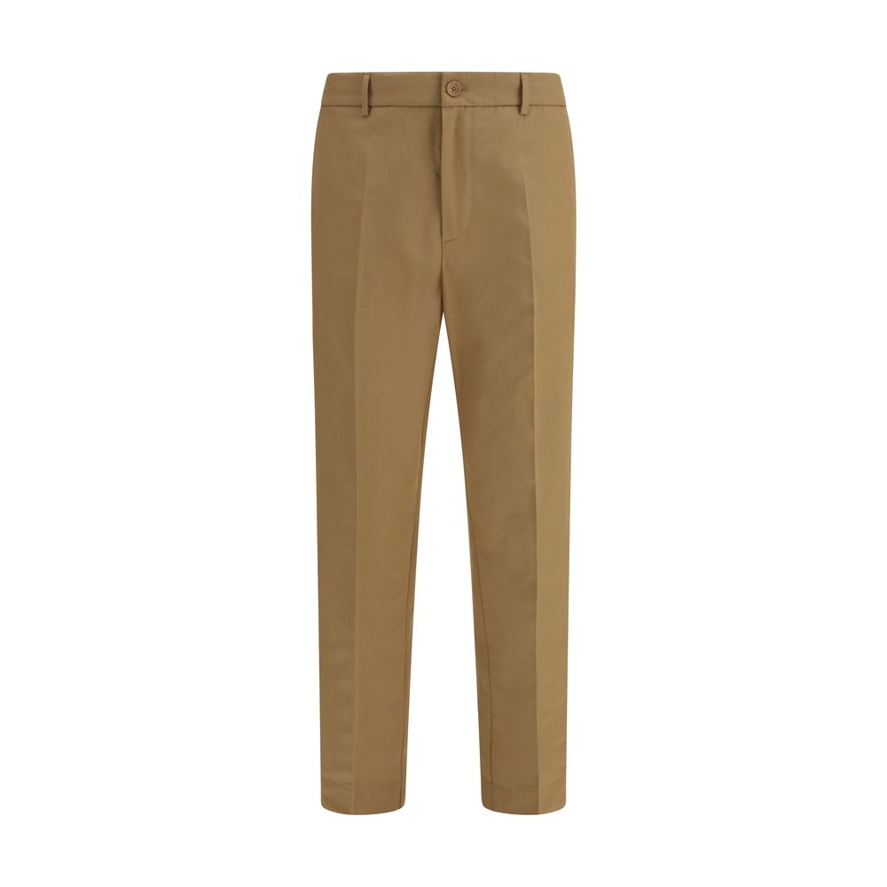 Beige Cotton Casual Pants