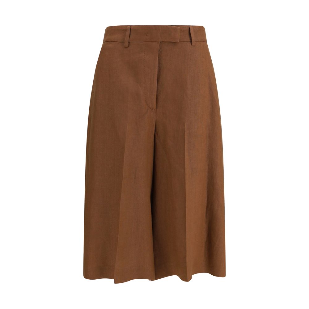 Brown Viscose Bermuda Shorts