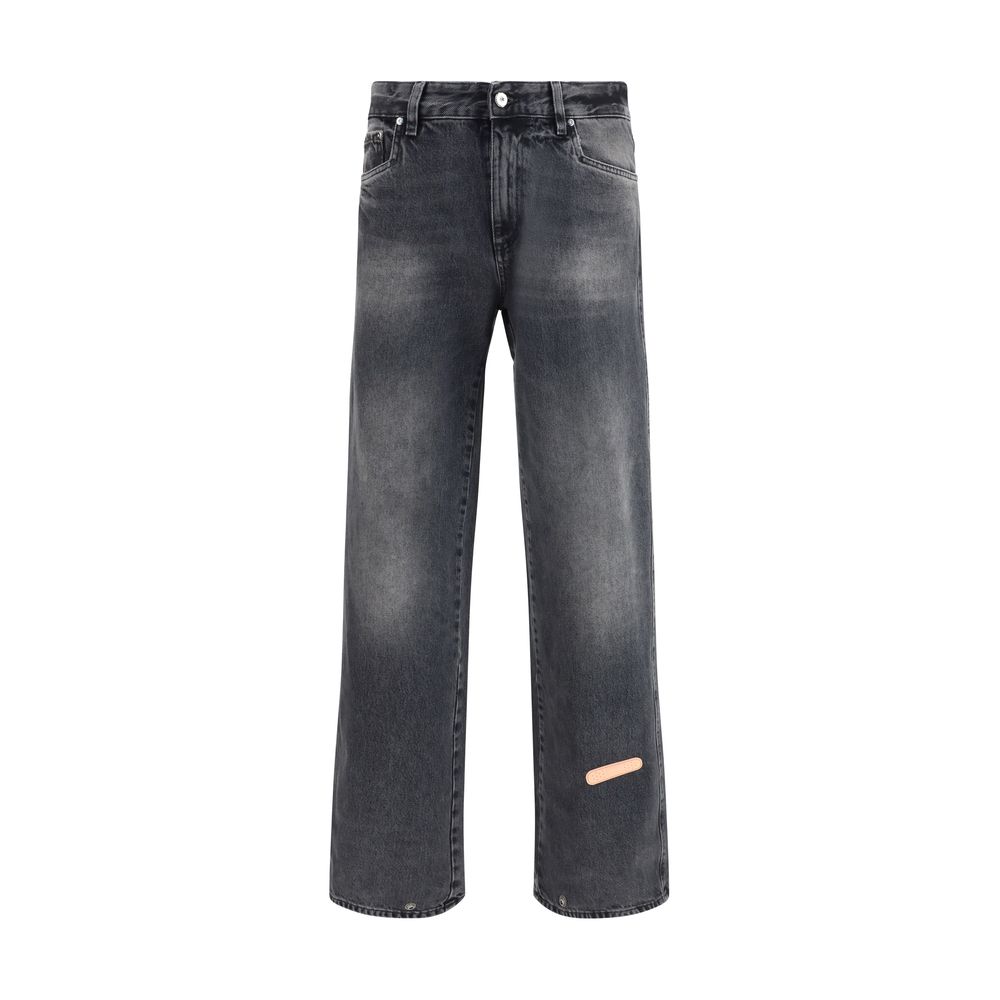 Gray Cotton Relaxed Fit Jeans
