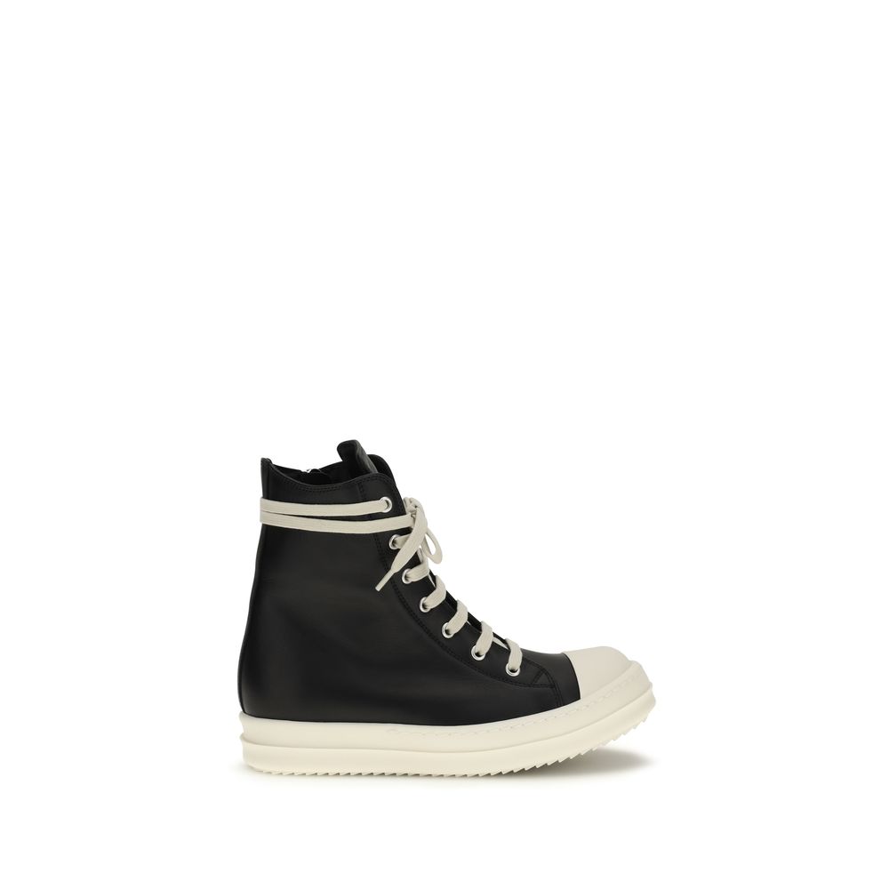 Black Calf Leather Bos Taurus High Top Sneakers