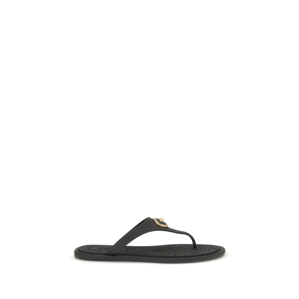 Black Rubber Flip-Flop Sandals