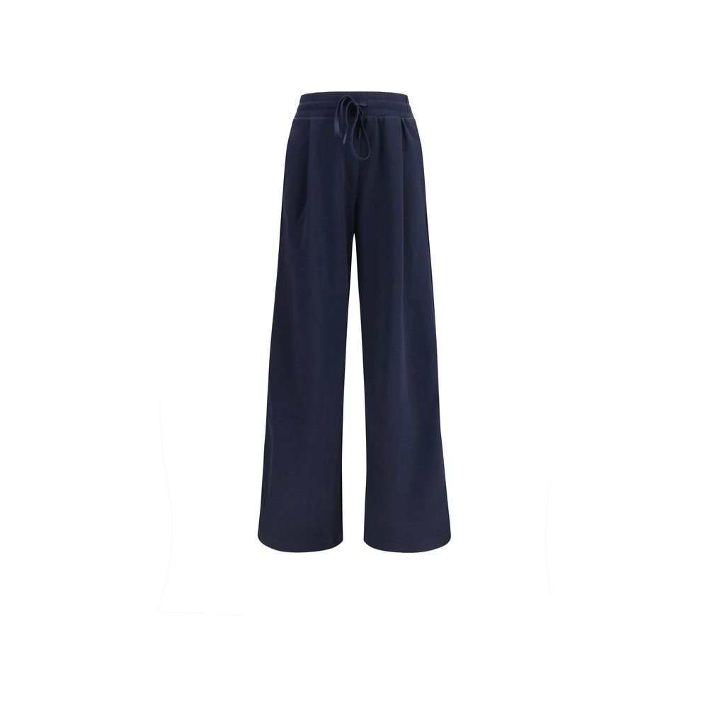 Blue Cotton Casual Pants