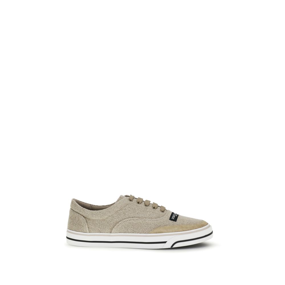Beige Linen Low Top Sneakers