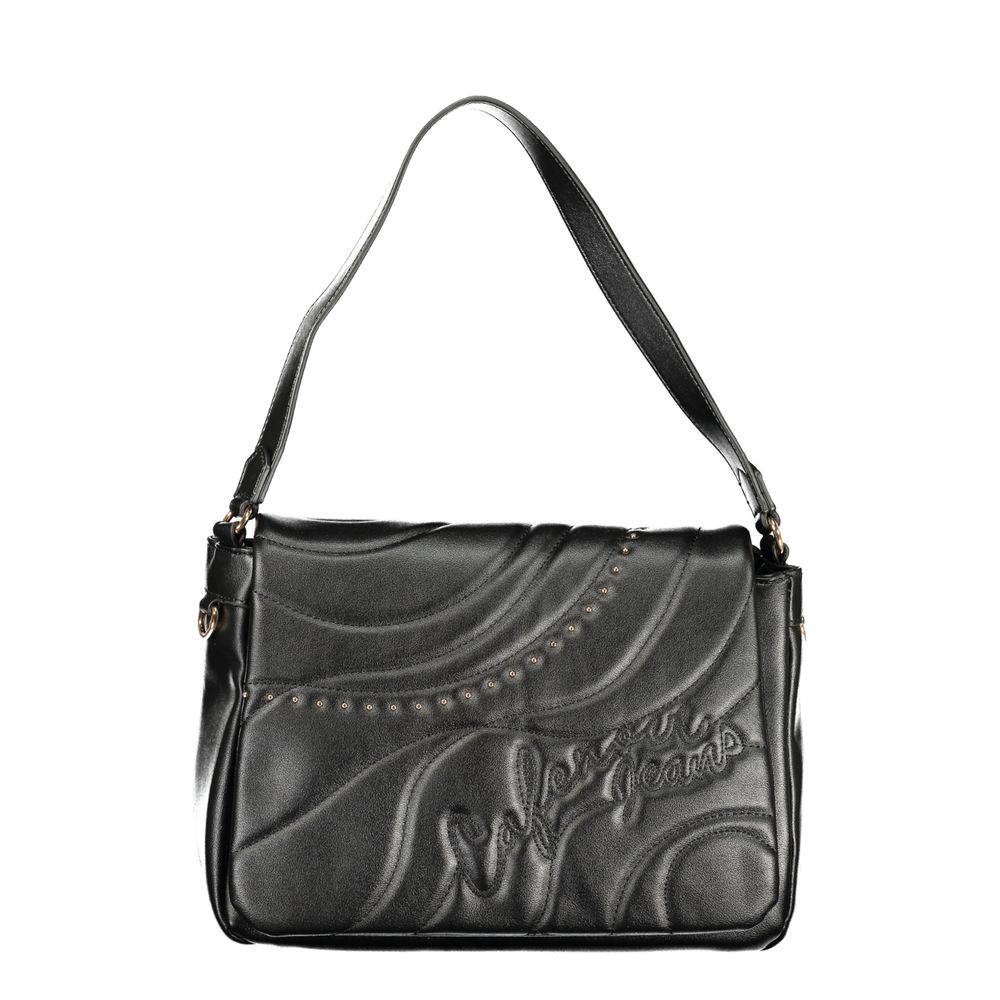 Black Polyurethane Women Shoulder Bag