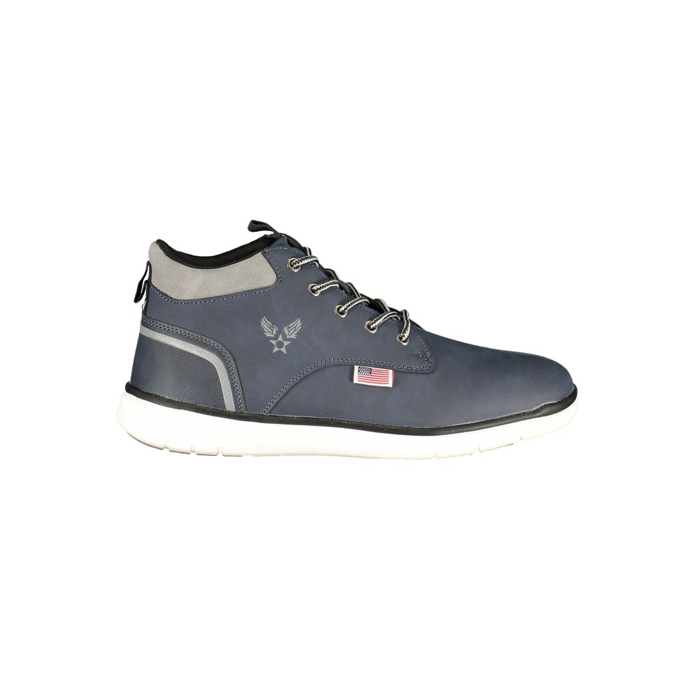 Blue Polyurethane Men Ankle Boot