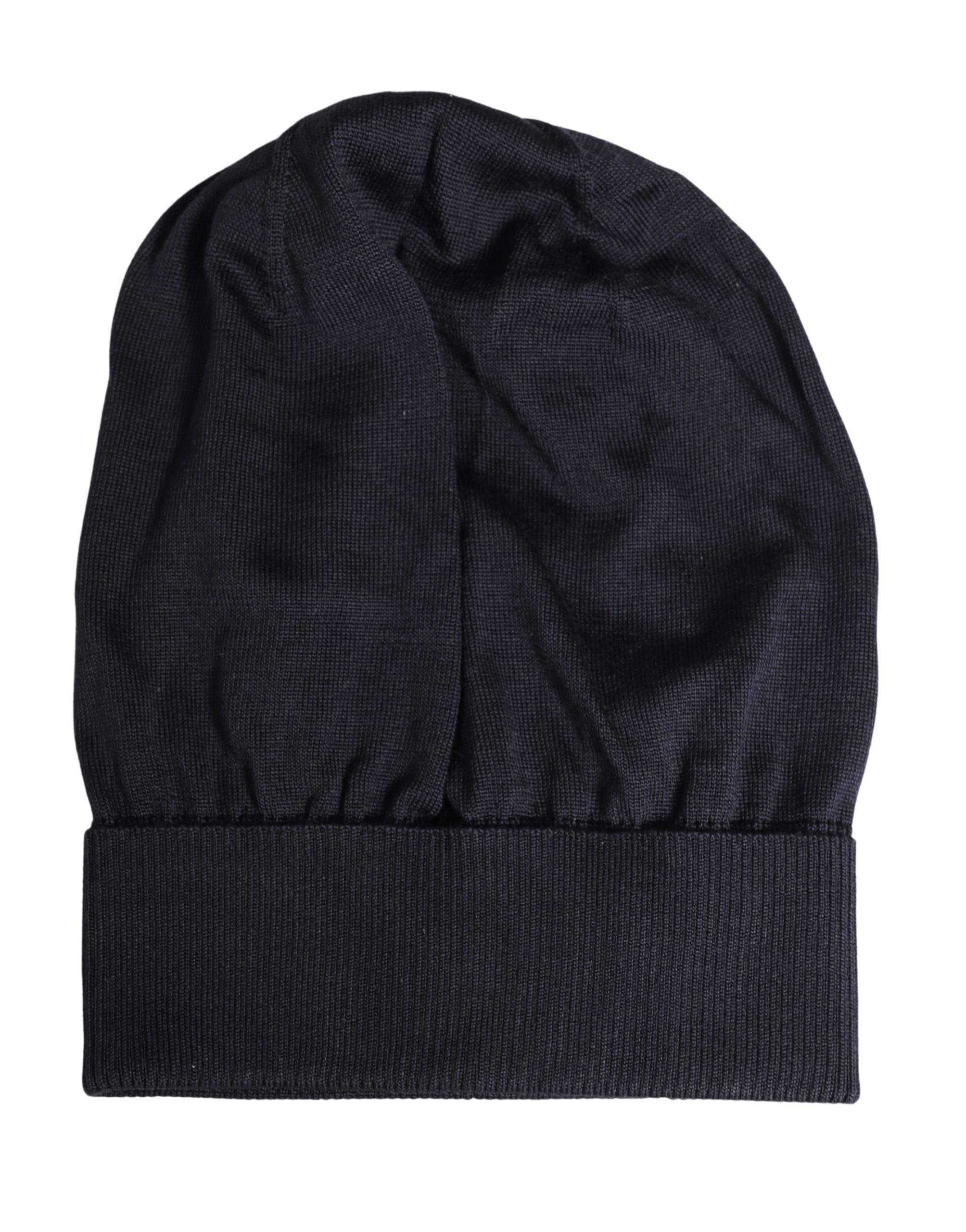 Black Solid Wool Knitted Winter Beanie Cap Hat