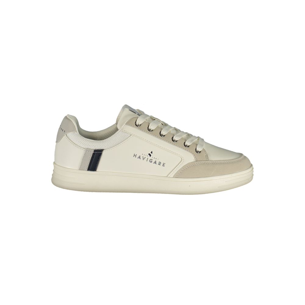 White Polyurethane Men Sneaker