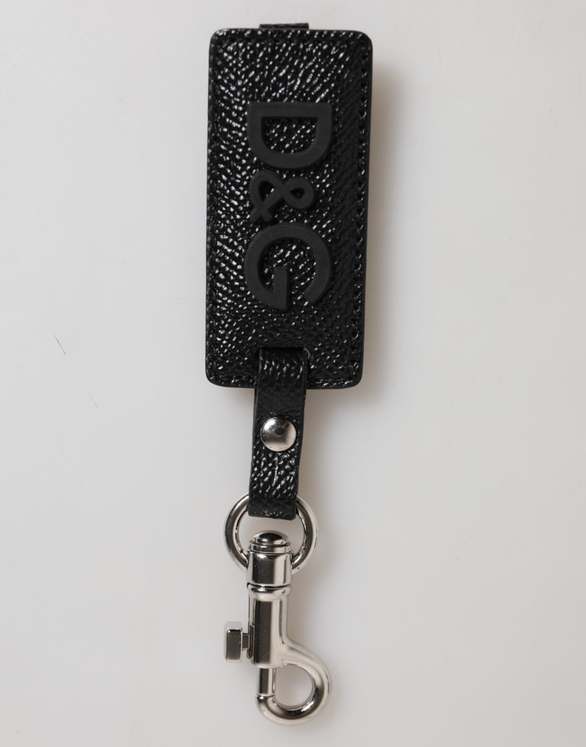 Black DG Logo Leather Silver Metal Keyring Men Keychain