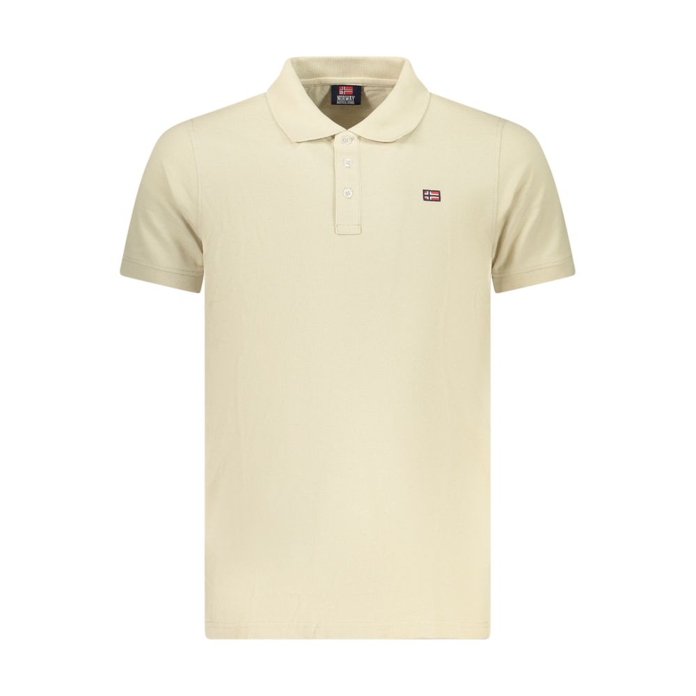 Beige Cotton Men Polo Shirt