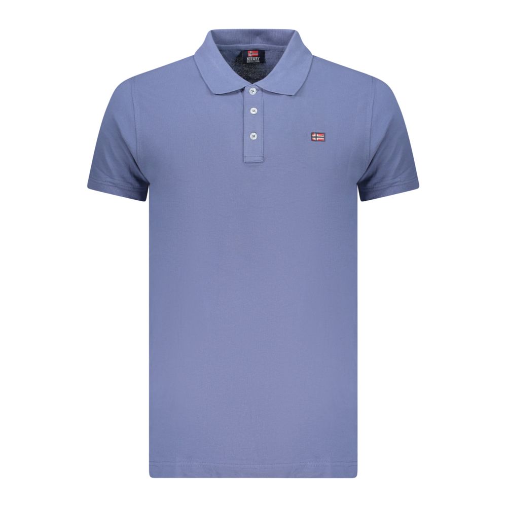 Blue Cotton Men Polo