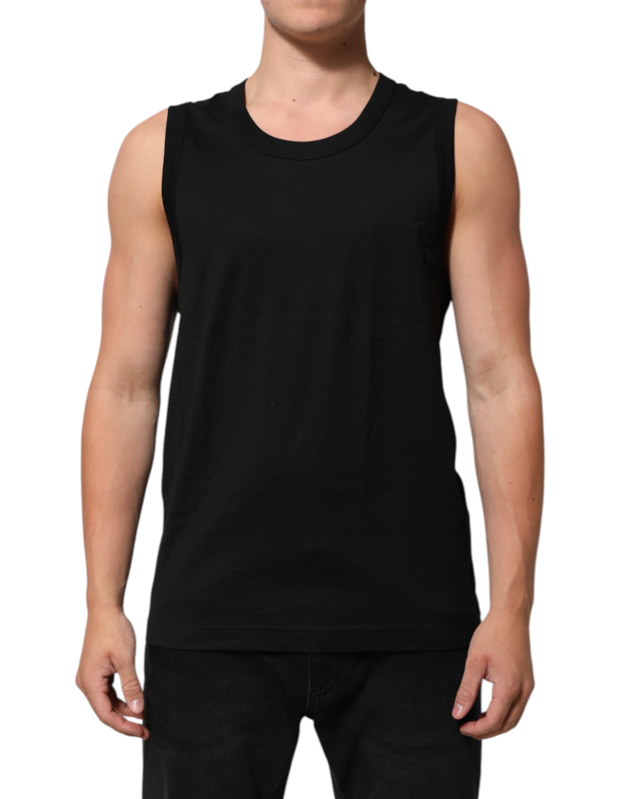 Black Cotton Sleeveless Men Tank Top T-shirt